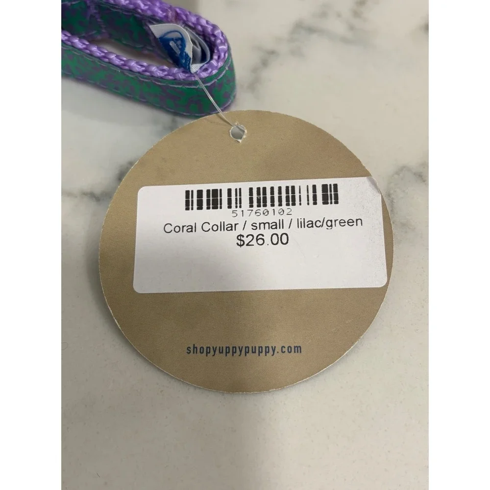 Yuppy Puppy Coral Dog Collar Small Lilac Green Adjustable Nylon Buckle NWT